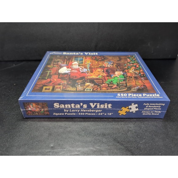 Santa's Visit Jigsaw 550 Pieces, Larry Hersberger Art‎ Puzzle, Vermont Christmas - Picture 5 of 6